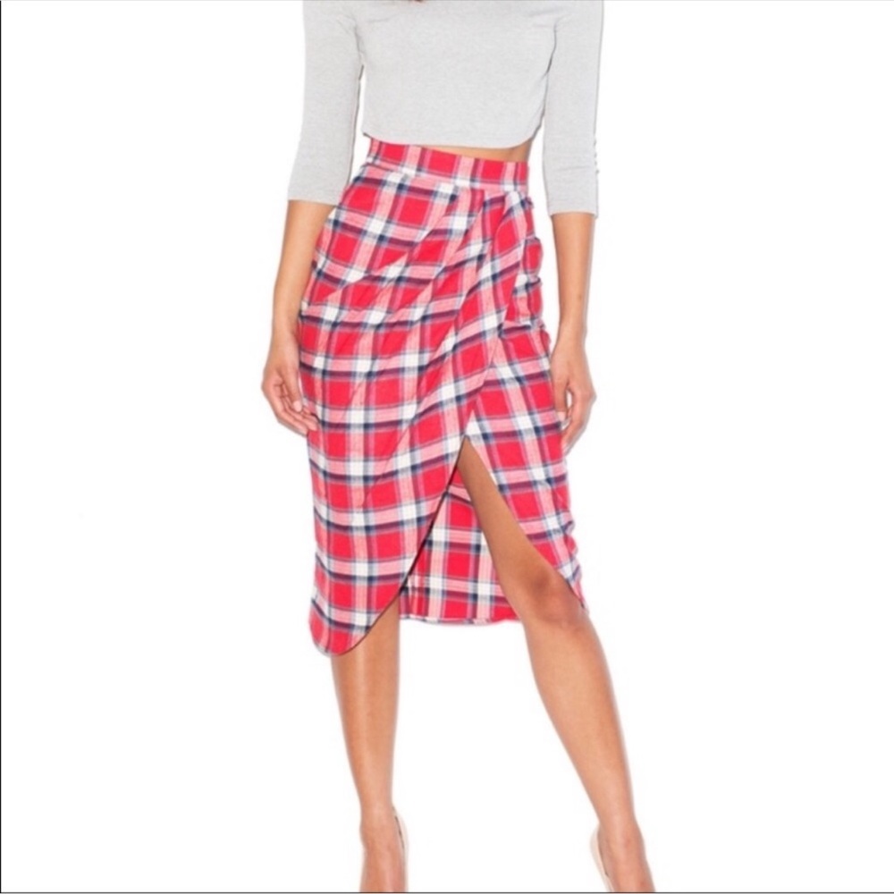 MISTRESS ROCKS PLAID FLANNEL SKIRT SIZE M COUNTRY GIRL HOUSE OF CB SPLIT
